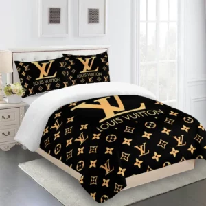 Louis Vuitton Logo Brand Bedding Set Bedroom Home Decor Luxury Bedspread