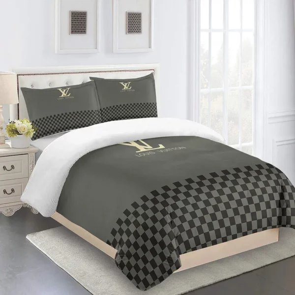 Louis Vuitton Logo Brand Bedding Set Bedroom Luxury Bedspread Home Decor