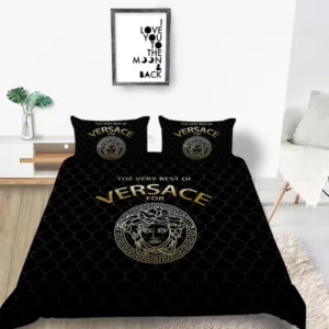 Versace Black Logo Brand Bedding Set Bedspread Bedroom Home Decor Luxury