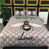 Gucci Bee Love Logo Brand Bedding Set Bedroom Bedspread Luxury Home Decor