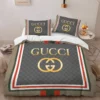 Gucci Logo Brand Bedding Set Luxury Bedspread Bedroom Home Decor