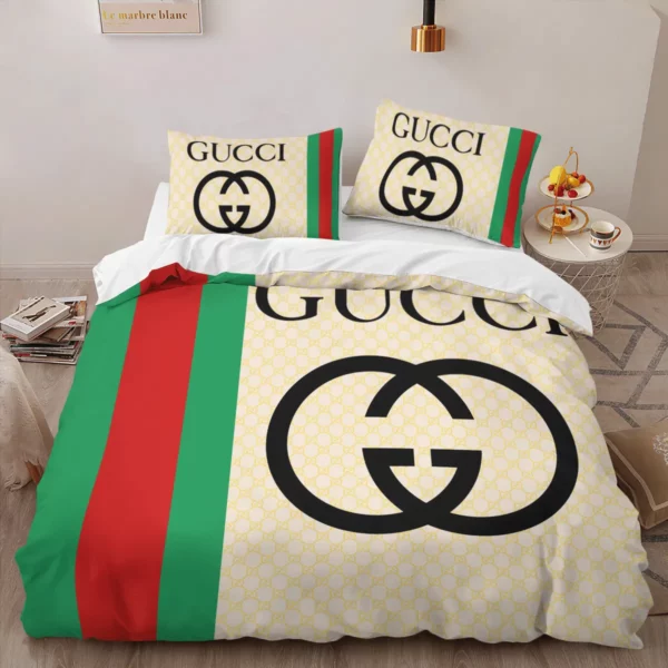 Gucci Logo Brand Bedding Set Luxury Home Decor Bedspread Bedroom