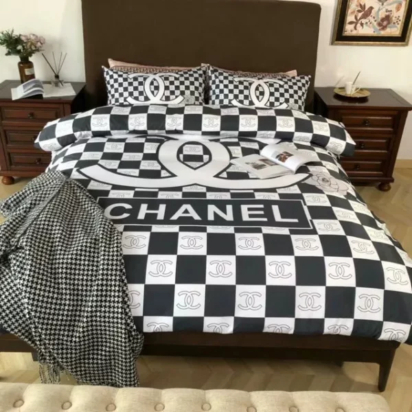 Chanel Flowers Logo Brand Bedding Set Bedroom Luxury Home Decor Bedspread