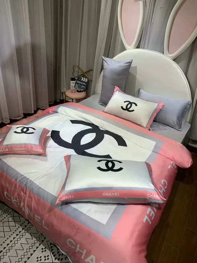 Chanel Logo Brand Bedding Set Home Decor Luxury Bedroom Bedspread