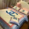 Chanel Blue Logo Brand Bedding Set Home Decor Bedspread Luxury Bedroom