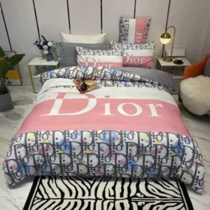 Dior Logo Brand Bedding Set Bedroom Bedspread Luxury Home Decor