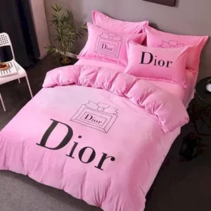 Dior Pinky Logo Brand Bedding Set Home Decor Bedroom Bedspread Luxury