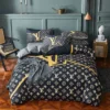 Louis Vuitton Logo Brand Bedding Set Home Decor Bedroom Bedspread Luxury