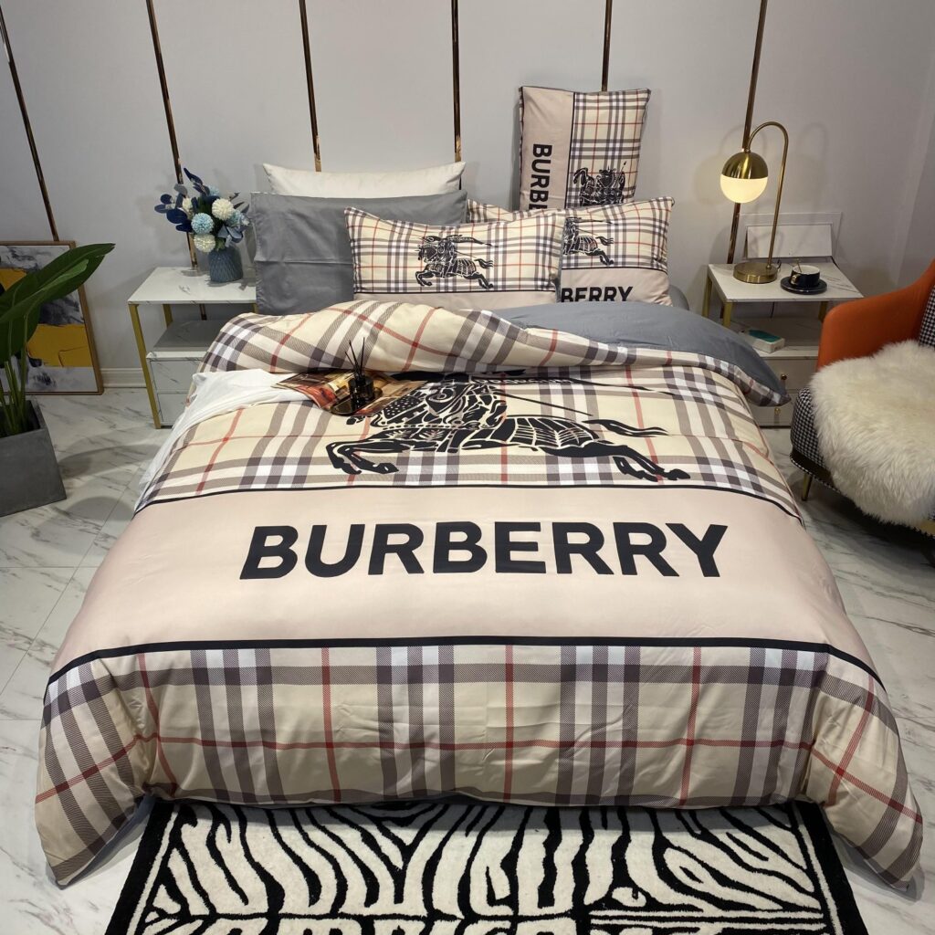 Burberry Logo Brand Bedding Set Home Decor Bedspread Luxury Bedroom