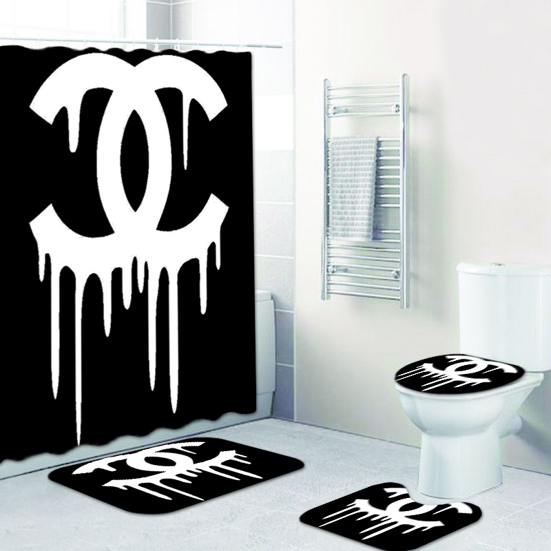 Chanel Blackdirty Bathroom Set Home Decor Luxury Fashion Brand Hypebeast Bath Mat