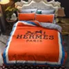 Hermes Paris Logo Brand Bedding Set Home Decor Bedspread Luxury Bedroom