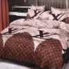 Louis Vuitton Brown Pinky Logo Brand Bedding Set Home Decor Bedroom Bedspread Luxury