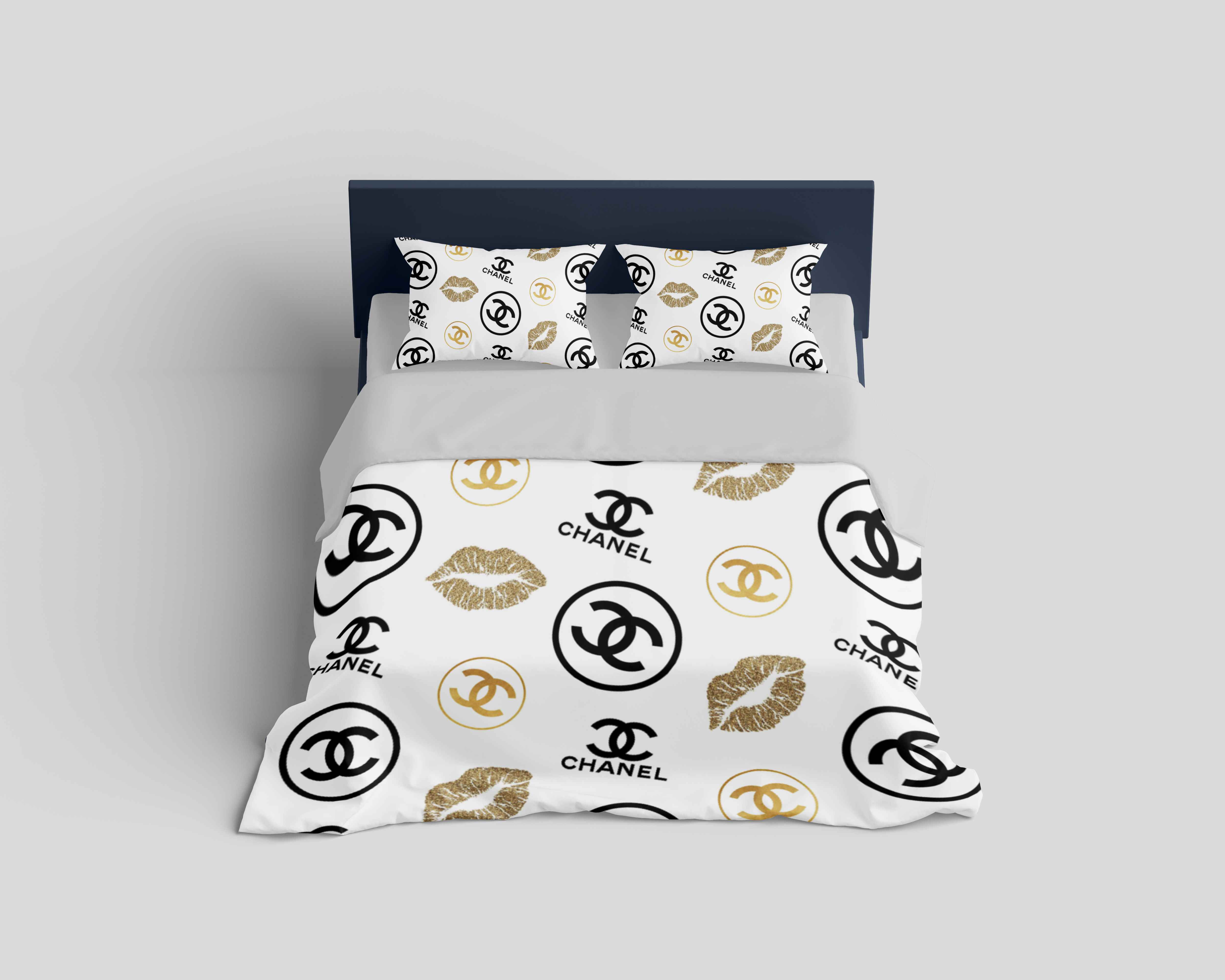 Chanel Lips Logo Brand Bedding Set Luxury Bedspread Home Decor Bedroom