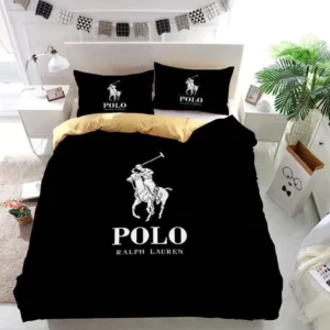 Ralph Lauren Black Logo Brand Bedding Set Bedroom Bedspread Home Decor Luxury