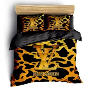 Louis Vuitton Logo Brand Bedding Set Bedspread Home Decor Luxury Bedroom