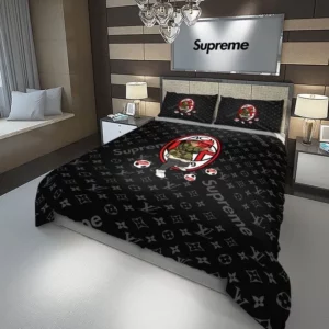 Louis Vuitton Supreme Bearbrick Logo Brand Bedding Set Bedspread Luxury Bedroom Home Decor