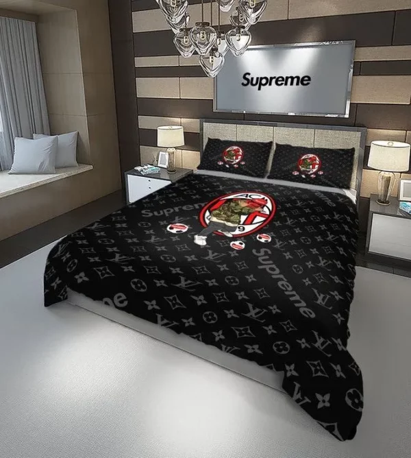 Louis Vuitton Supreme Bearbrick Logo Brand Bedding Set Bedspread Luxury Bedroom Home Decor