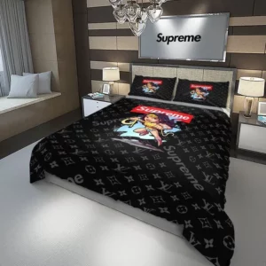 Louis Vuitton Supreme Wonder Woman Logo Brand Bedding Set Bedroom Bedspread Home Decor Luxury