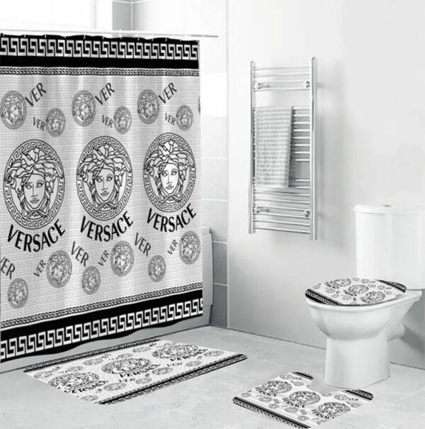 Gianni Versace Black White Bathroom Set Luxury Fashion Brand Hypebeast Home Decor Bath Mat