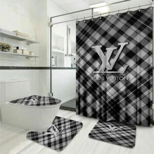 Louis Vuitton Lv Grey Bathroom Set Luxury Fashion Brand Bath Mat Home Decor Hypebeast