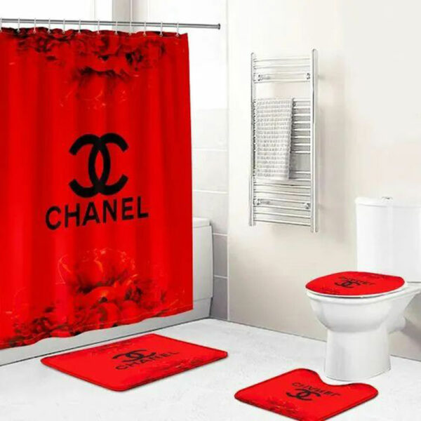 Chanel Red Bathroom Set Luxury Fashion Brand Home Decor Bath Mat Hypebeast