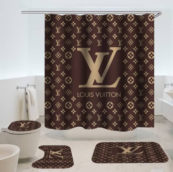 Louis Vuitton Lv Brown Bathroom Set Luxury Fashion Brand Home Decor Bath Mat Hypebeast