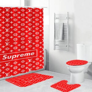 Louis Vuitton Lv Supreme Bathroom Set Hypebeast Bath Mat Home Decor Luxury Fashion Brand