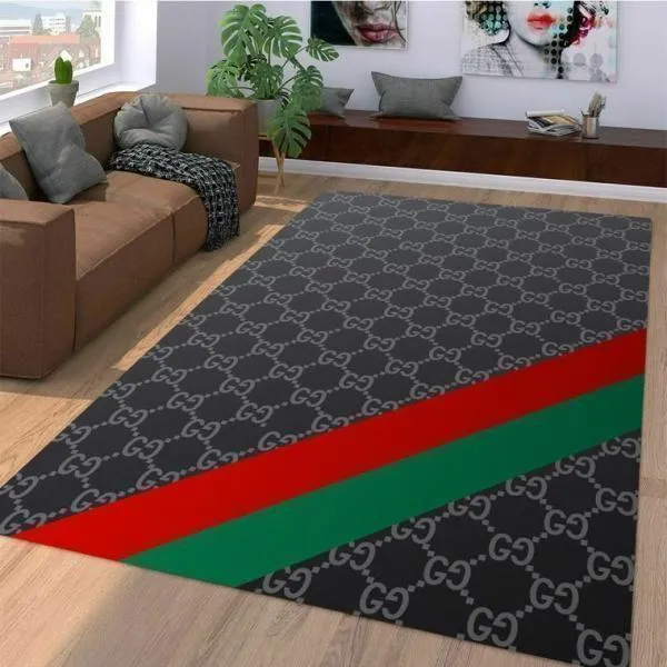 Gucci black Rectangle Rug Door Mat Luxury Fashion Brand Home Decor Area Carpet