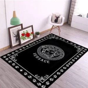 Gianni versace black Rectangle Rug Home Decor Area Carpet Door Mat Luxury Fashion Brand