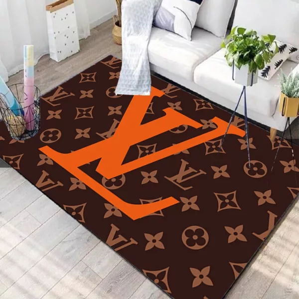 Louis vuitton orange Rectangle Rug Home Decor Area Carpet Fashion Brand Door Mat Luxury