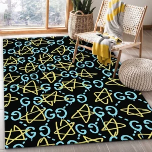 Gucci star Rectangle Rug Area Carpet Home Decor Luxury Fashion Brand Door Mat