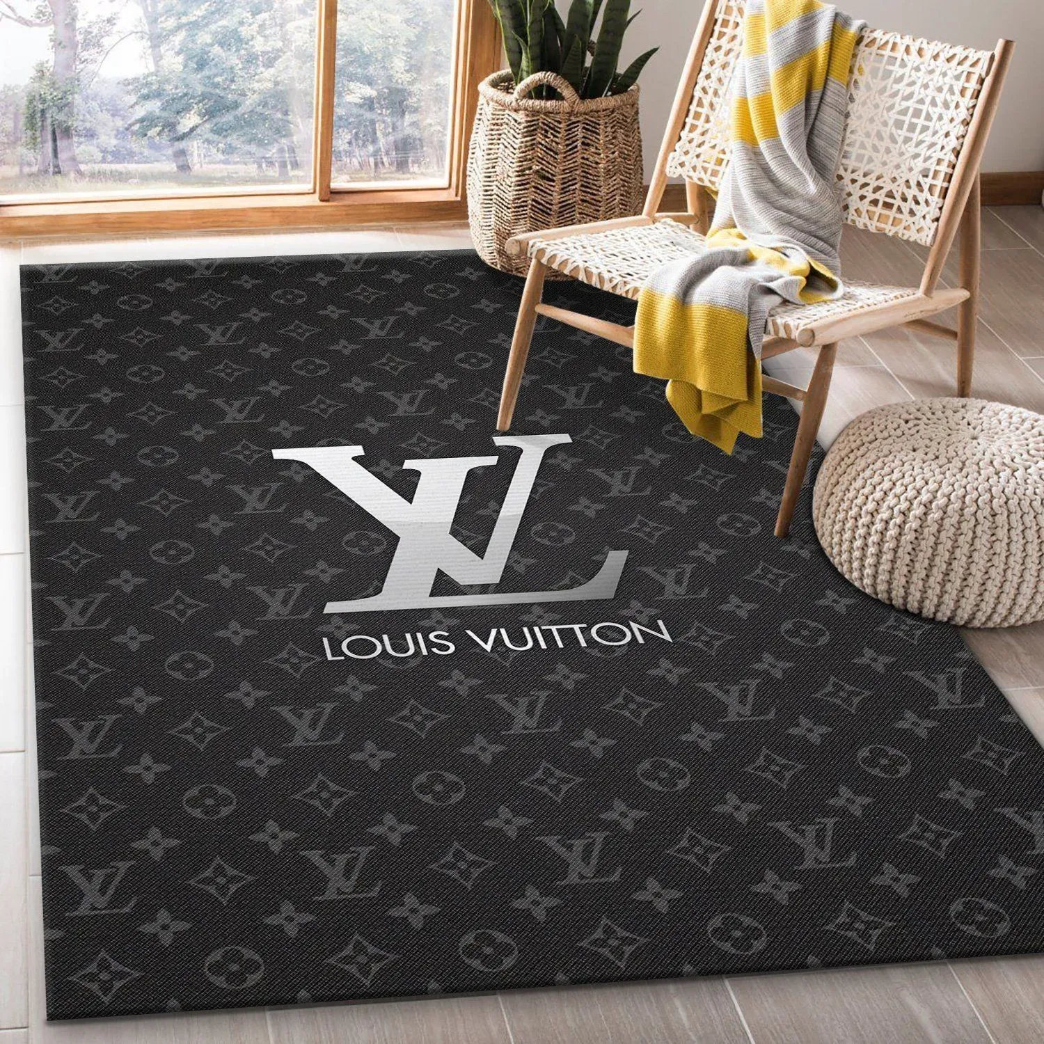 Louis Vuitton Rectangle Rug Luxury Area Carpet Fashion Brand Home Decor Door Mat