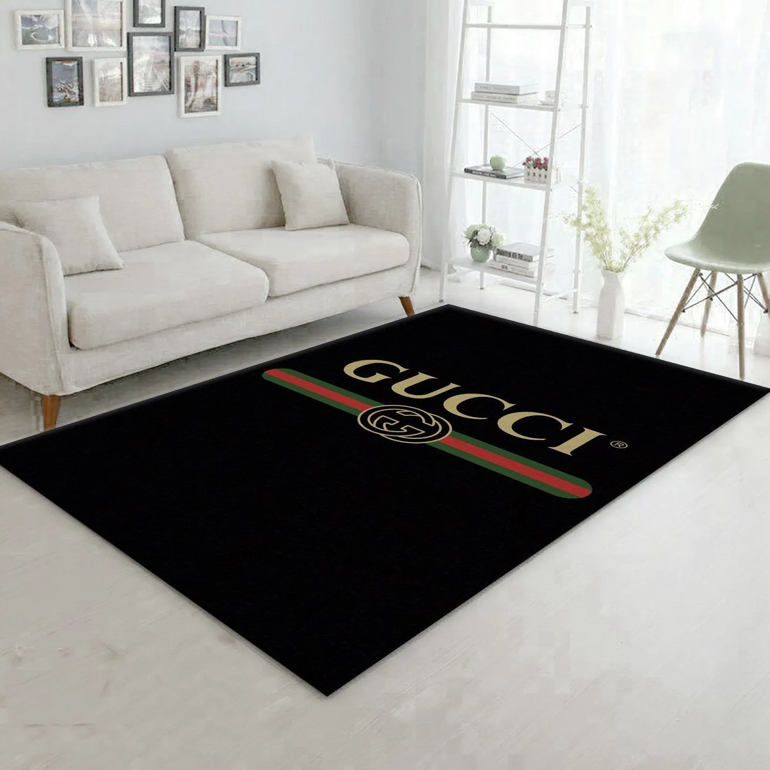 Gucci Black Rectangle Rug Door Mat Luxury Area Carpet Home Decor Fashion Brand