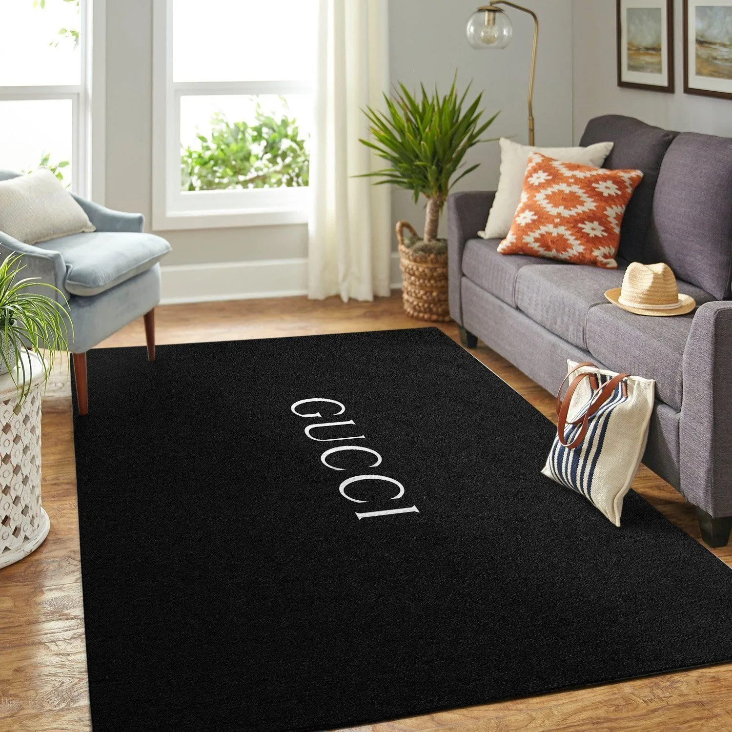 Gucci Dark Rectangle Rug Fashion Brand Area Carpet Door Mat Home Decor Luxury