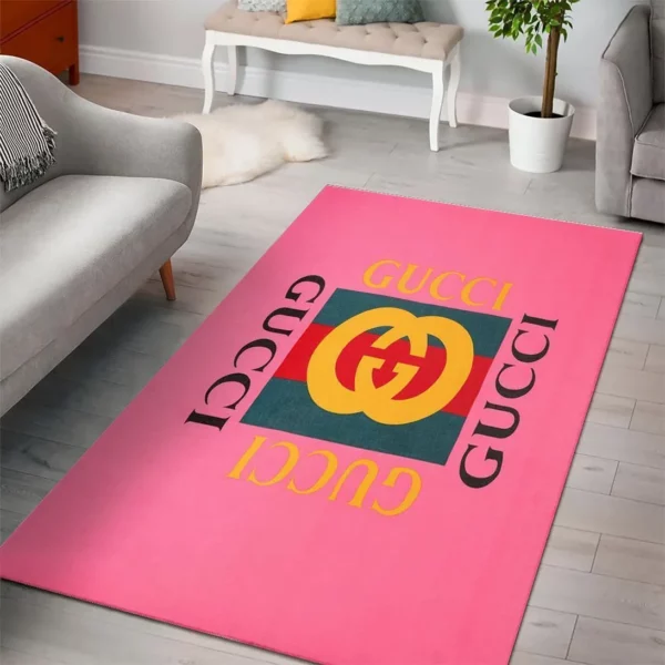 Gucci Pink Rectangle Rug Door Mat Fashion Brand Luxury Area Carpet Home Decor