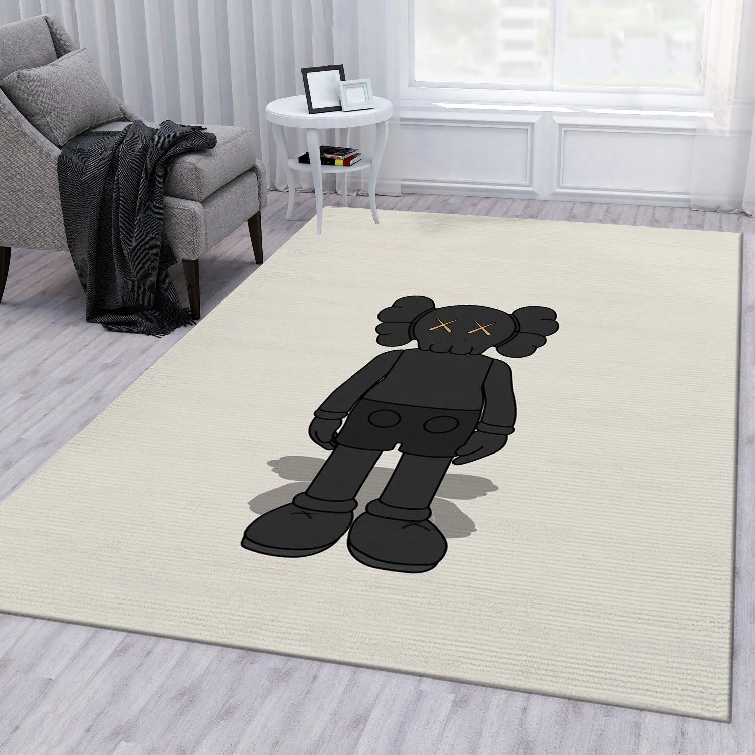 Kaws Standing Black Rectangle Rug Fashion Brand Home Decor Area Carpet Luxury Door Mat