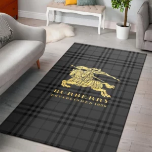 Burberry Grey Rectangle Rug Fashion Brand Door Mat Area Carpet Home Decor Luxury