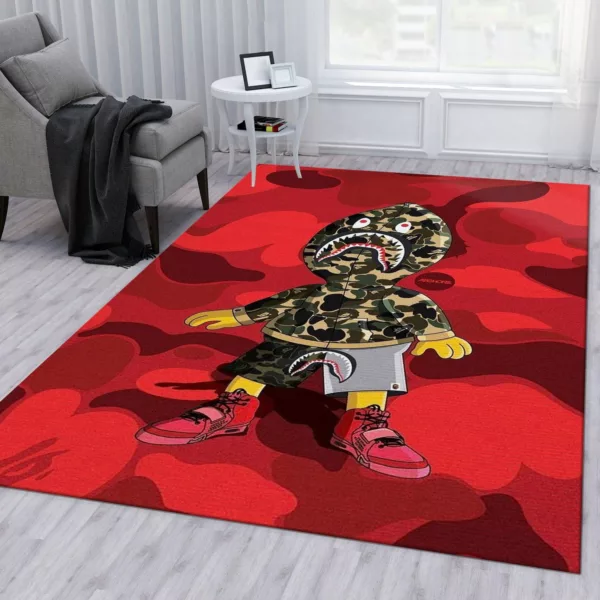 Supreme Bape Red Rectangle Rug Fashion Brand Home Decor Area Carpet Door Mat Luxury