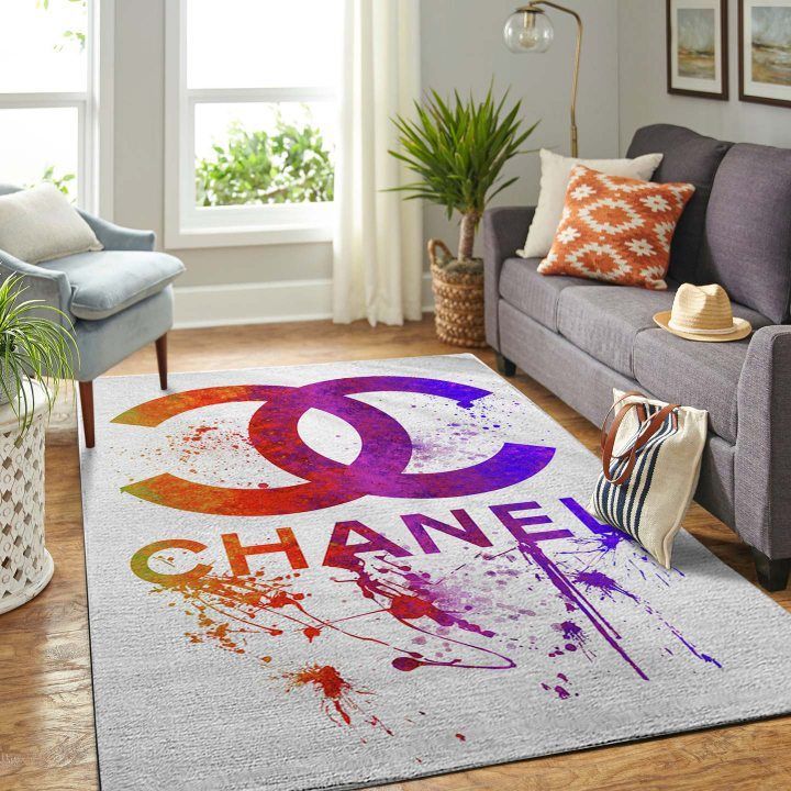 Chanel Paintful Rectangle Rug Home Decor Door Mat Luxury Fashion Brand Area Carpet