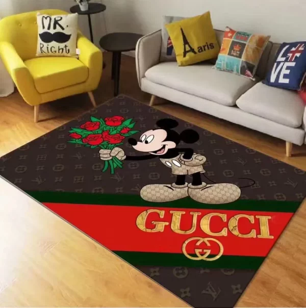 Louis Vuitton Gucci Mickey Rectangle Rug Fashion Brand Area Carpet Door Mat Home Decor Luxury