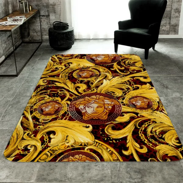 Versace Golden Rectangle Rug Home Decor Area Carpet Fashion Brand Luxury Door Mat