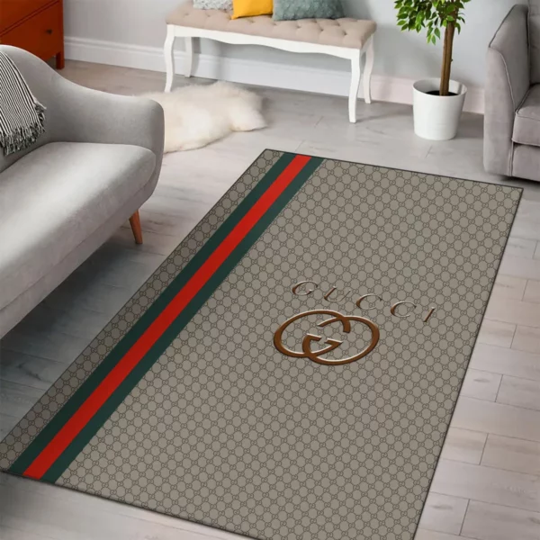 Gucci Khaki Rectangle Rug Door Mat Area Carpet Fashion Brand Luxury Home Decor