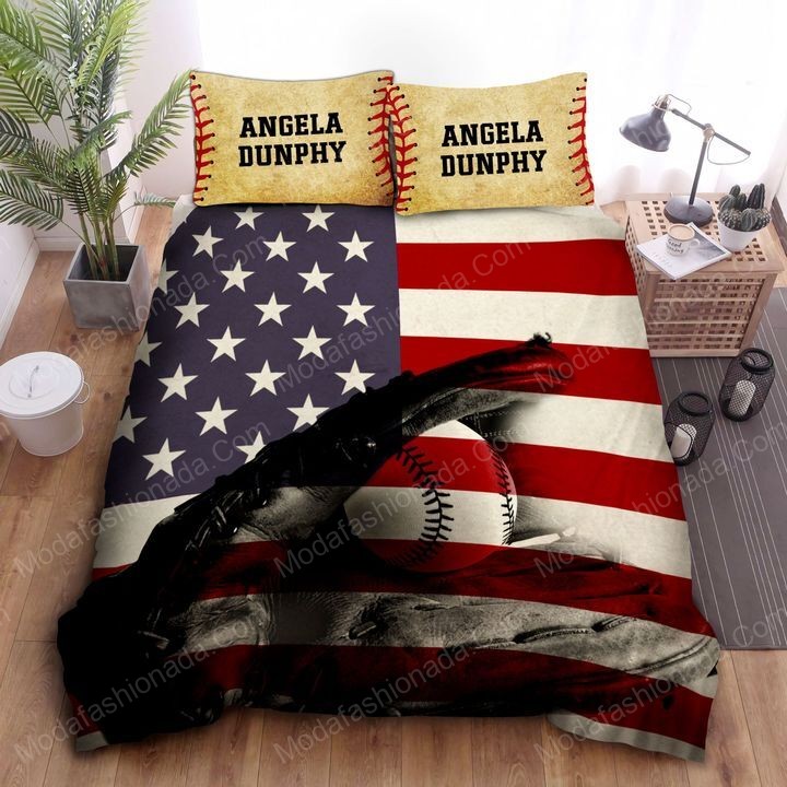 Baseball American Flag Personalized Custom Name Sport 26 Logo Type 1592 Bedding Sets Sporty Bedroom Home Decor