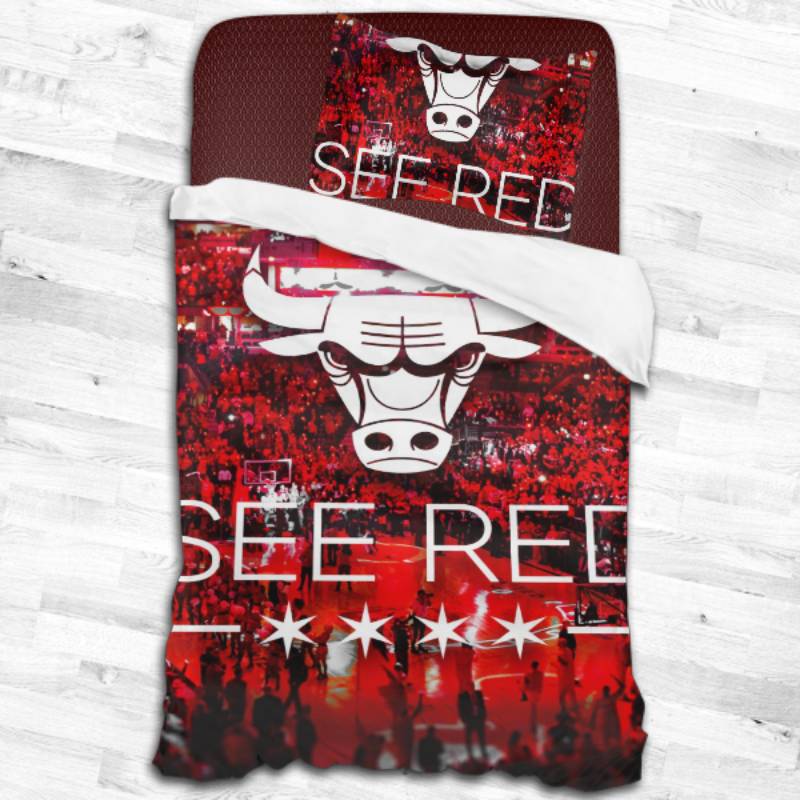 Nba Chicago Bulls Logo Type 2018 Bedding Sets Sporty Bedroom Home Decor
