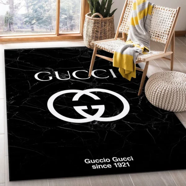 Gucci Black Marble Marmor Luxury Fashion Brand Rug Area Carpet Home Decor Door Mat