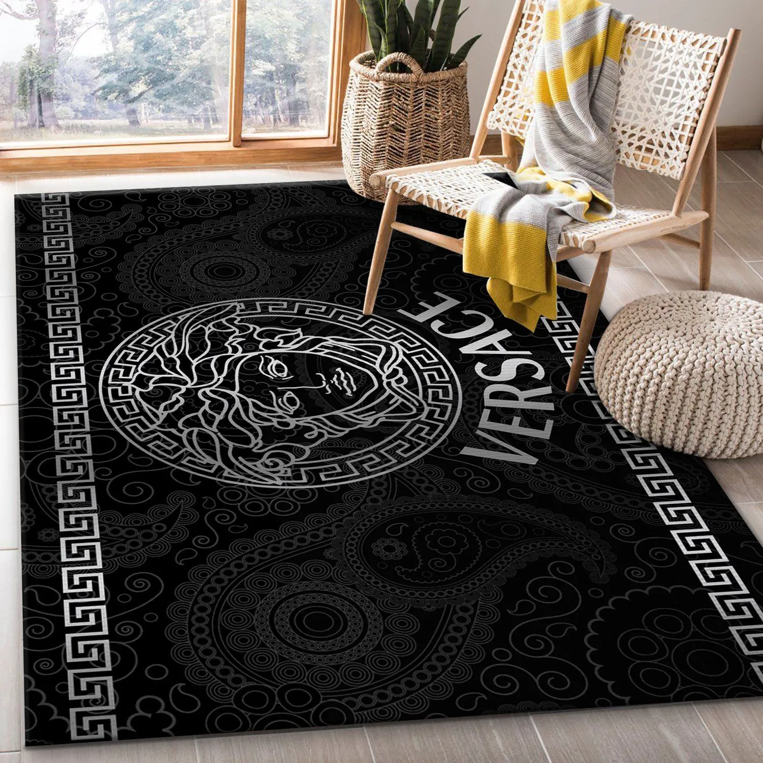 Versacesil Luxury Fashion Brand Rug Area Carpet Home Decor Door Mat