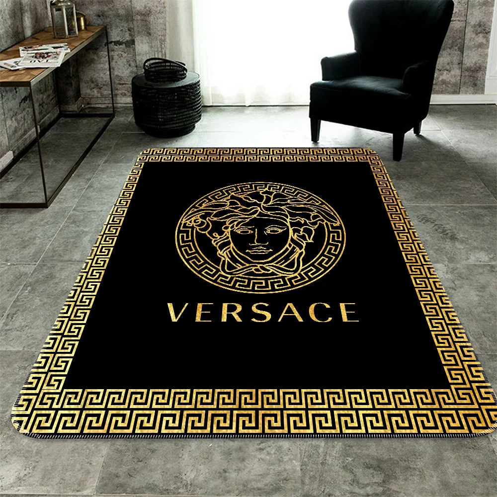 Versace Golden Pattern Luxury Fashion Brand Rug Area Carpet Home Decor Door Mat