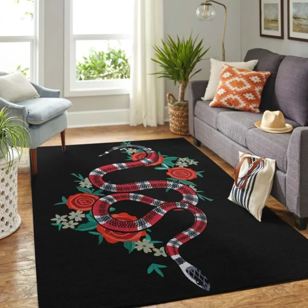 Gucci Snake Rose Mat Luxury Fashion Brand Rug Door Mat Home Decor Area Carpet