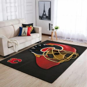 Calgary Flames Nhl Team Logo Type 7116 Rug Area Carpet Home Decor Living Room