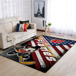 Calgary Flames Nhls American Flag Mickey Type 7205 Rug Living Room Area Carpet Home Decor